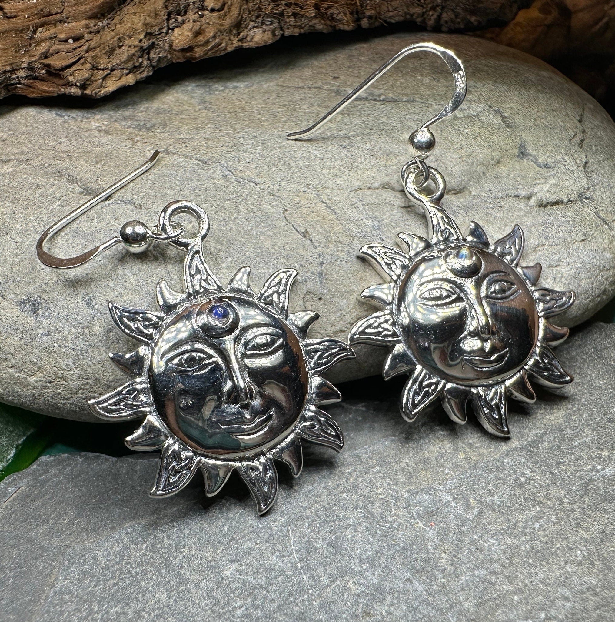 Celtic Skies Sun Moonstone Earrings