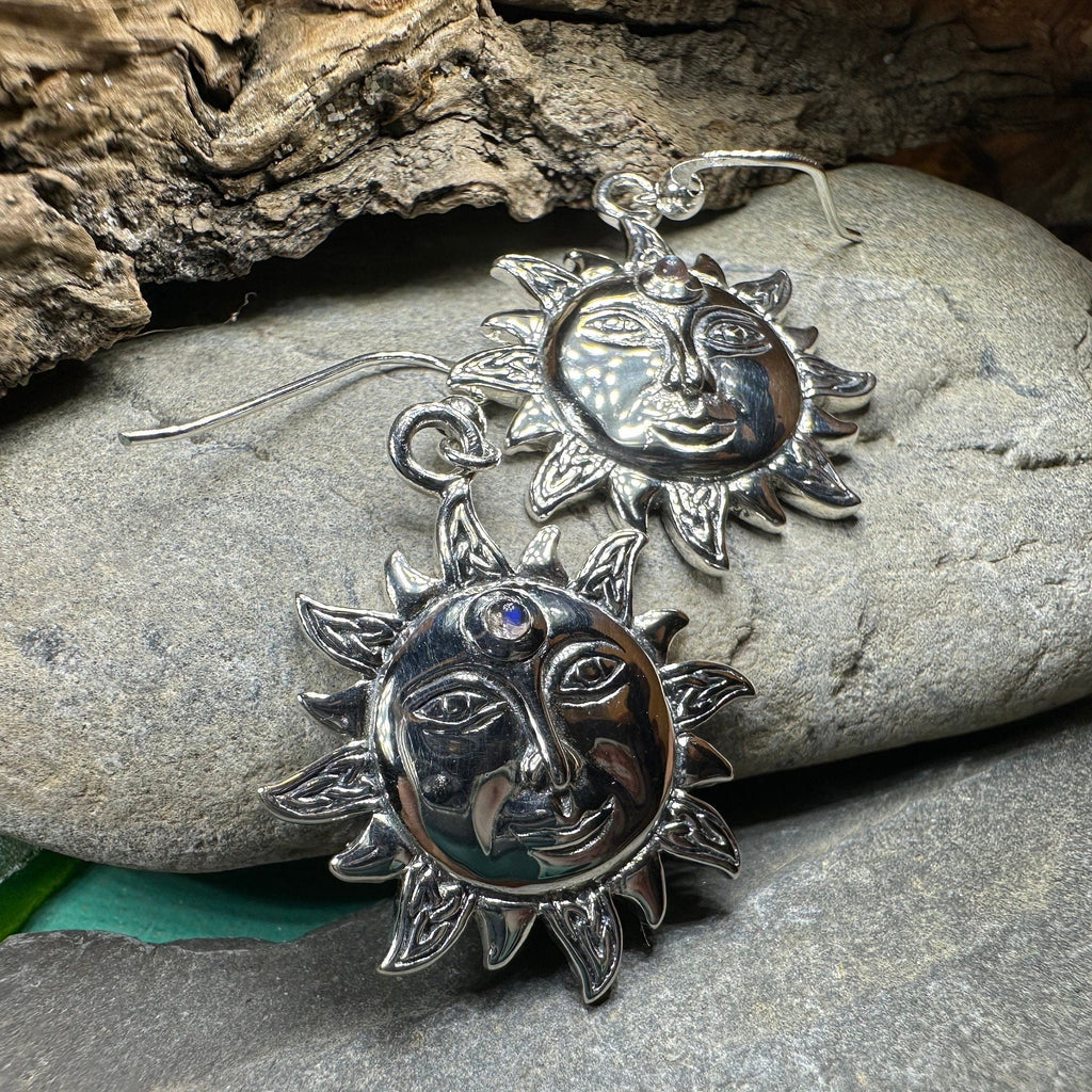 Celtic Skies Sun Moonstone Earrings