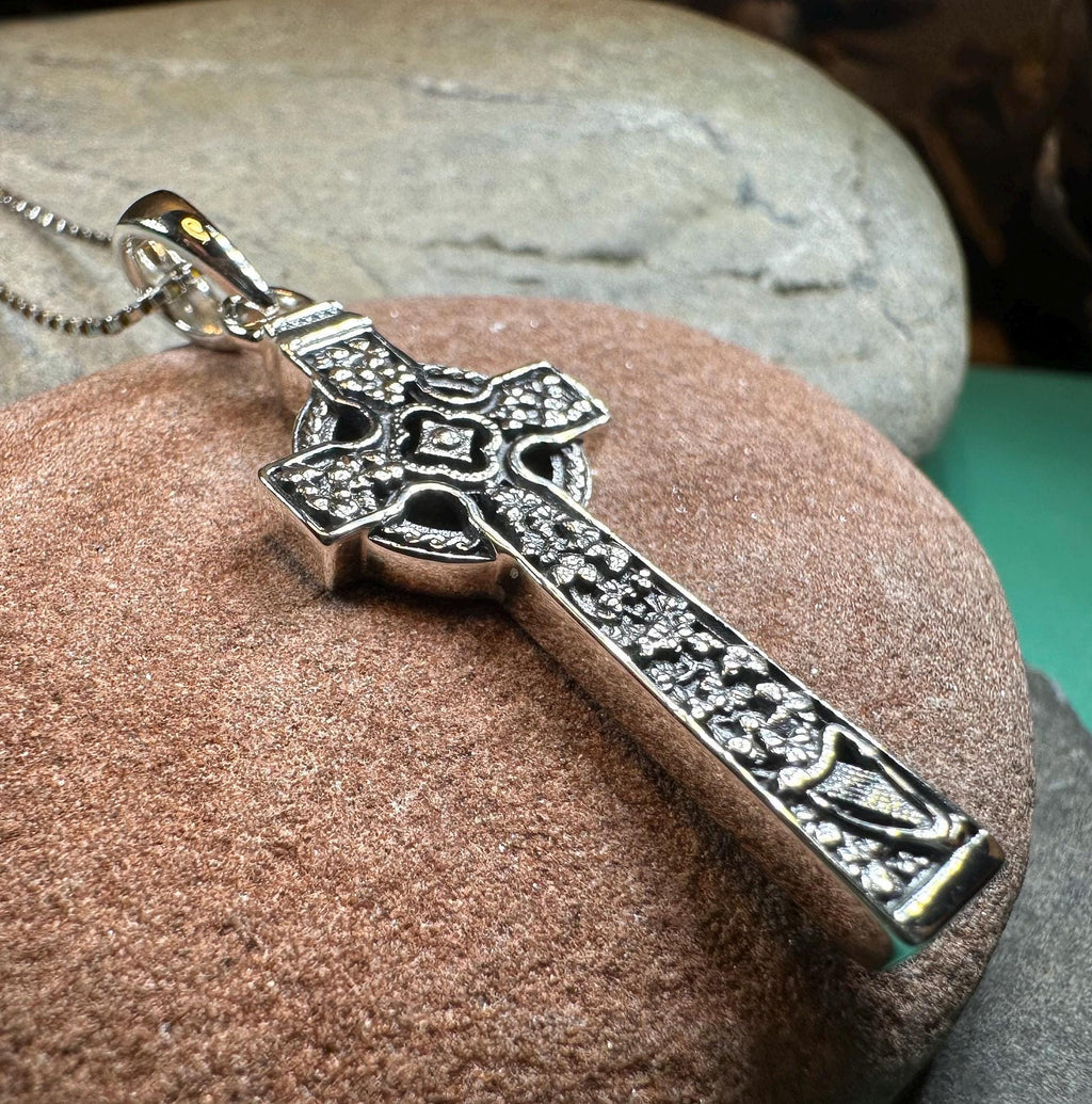 The Quinn Harp Celtic Cross Necklace