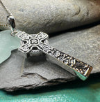 The Quinn Harp Celtic Cross Necklace