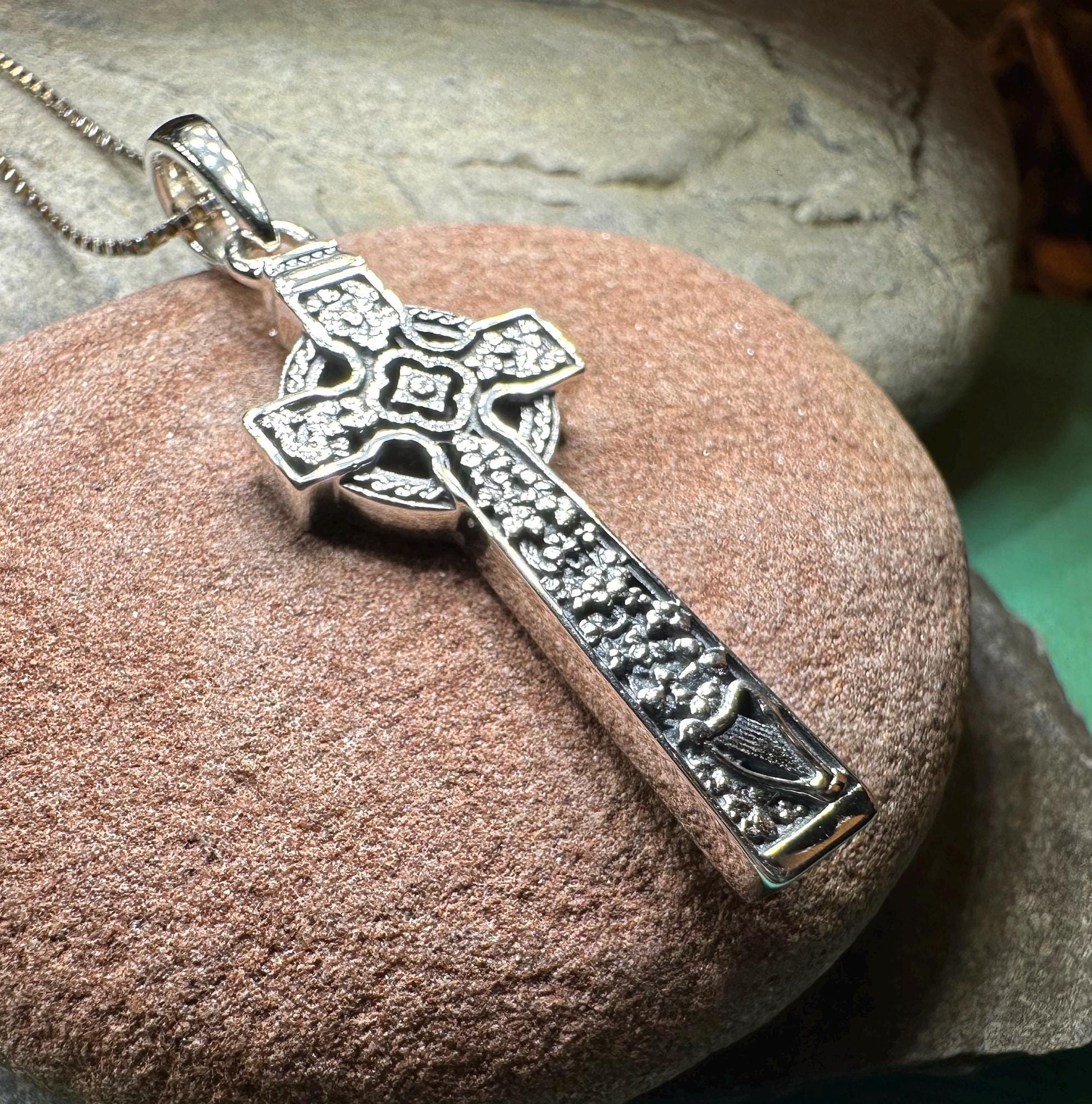 The Quinn Harp Celtic Cross Necklace