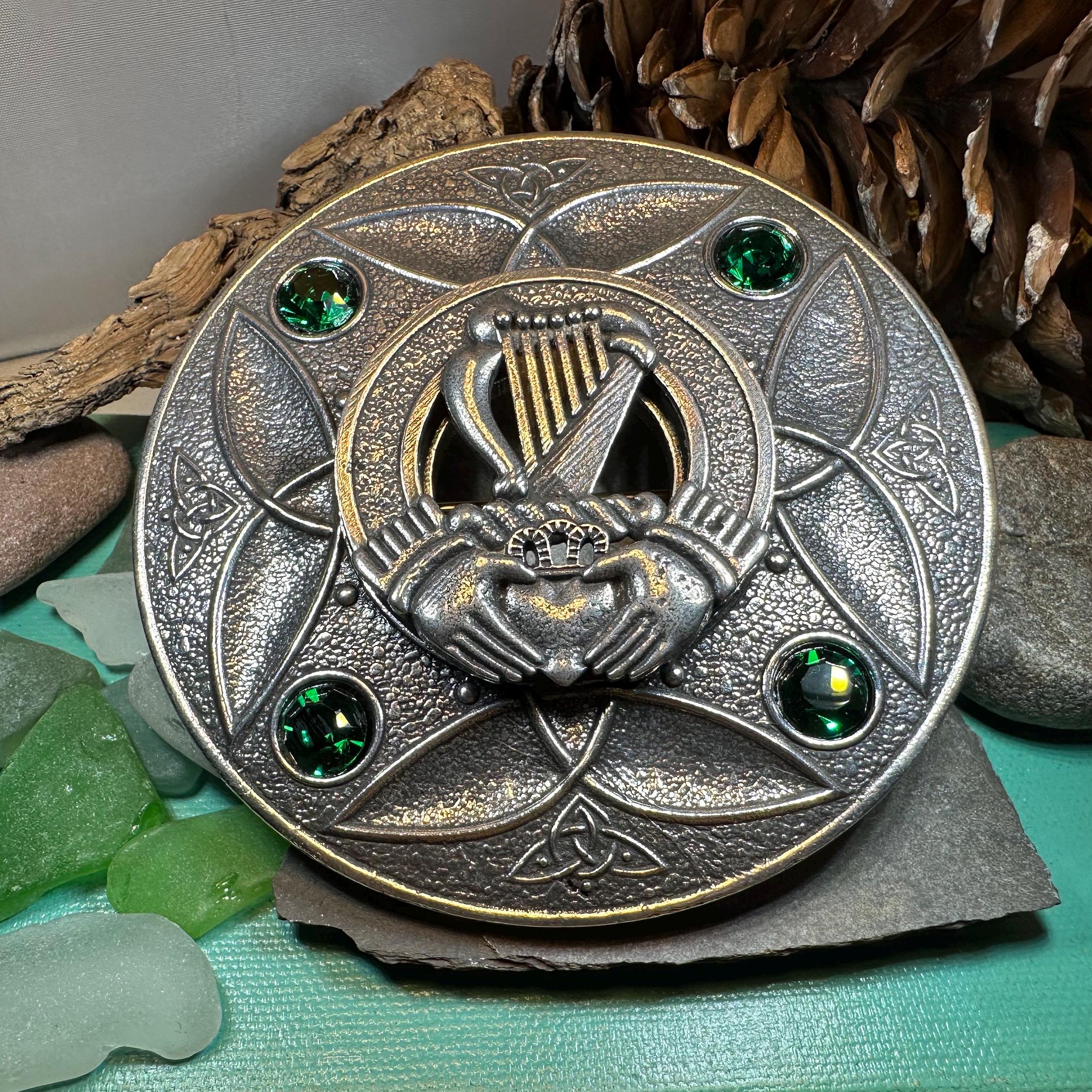 Irish Trinity Claddagh Plaid Pin