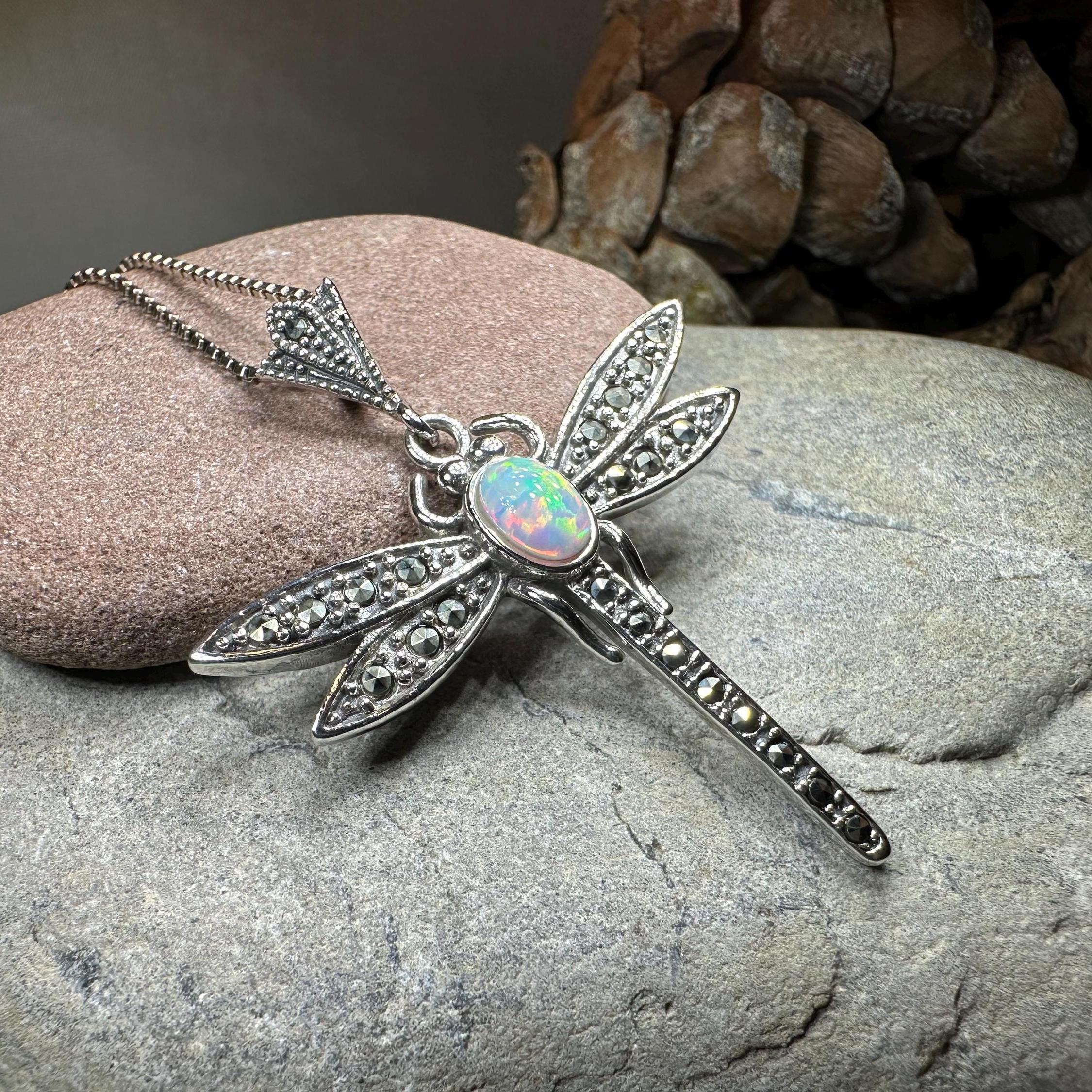 Opal Dragonfly Necklace