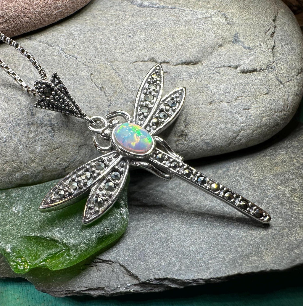 Opal Dragonfly Necklace
