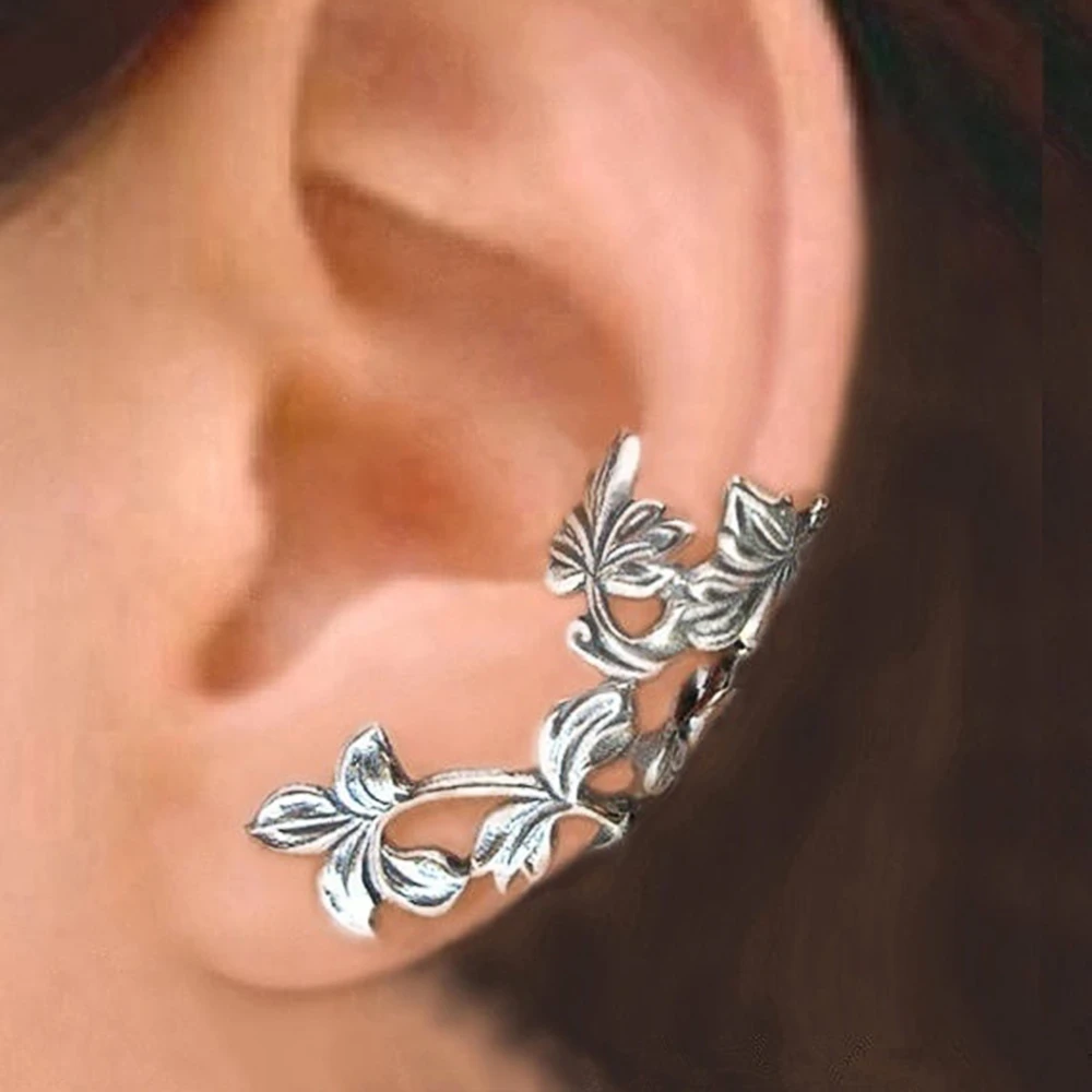 Dramatic Vintage Leaf Silver Earrings