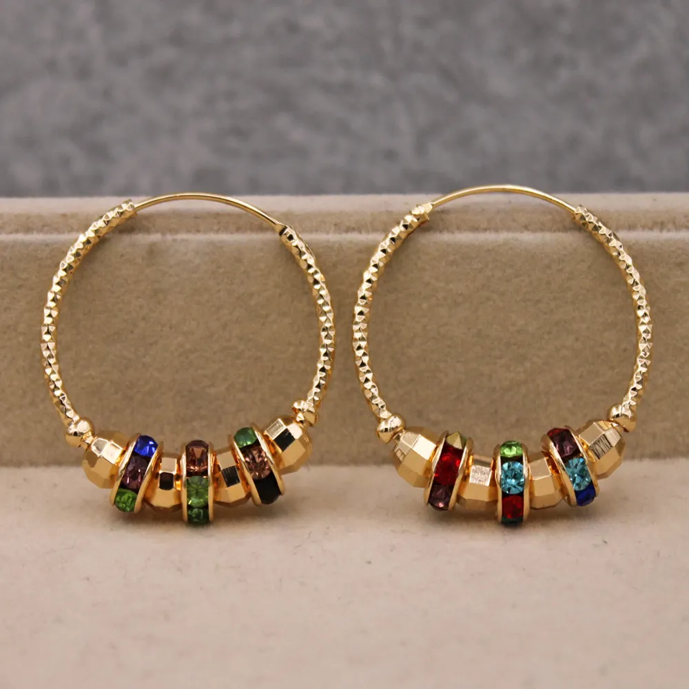 Vintage Multicolor Zirconia Golden Earrings