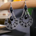 Vintage Dangling Mandala Stone Earrings