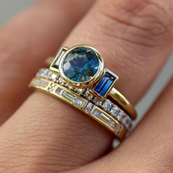 Radiant Blue Vintage Ring Set