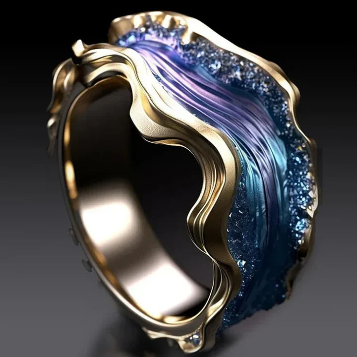 Unique Golden Wave Ring