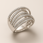 Vintage Layered Zirconia Silver Ring