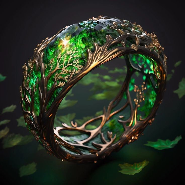 Exotic Luminous Green Hollow Ring