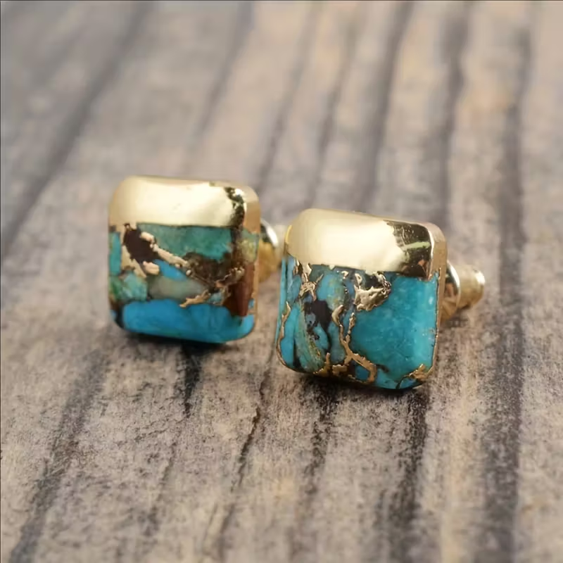 Nature Stone Gold Earrings