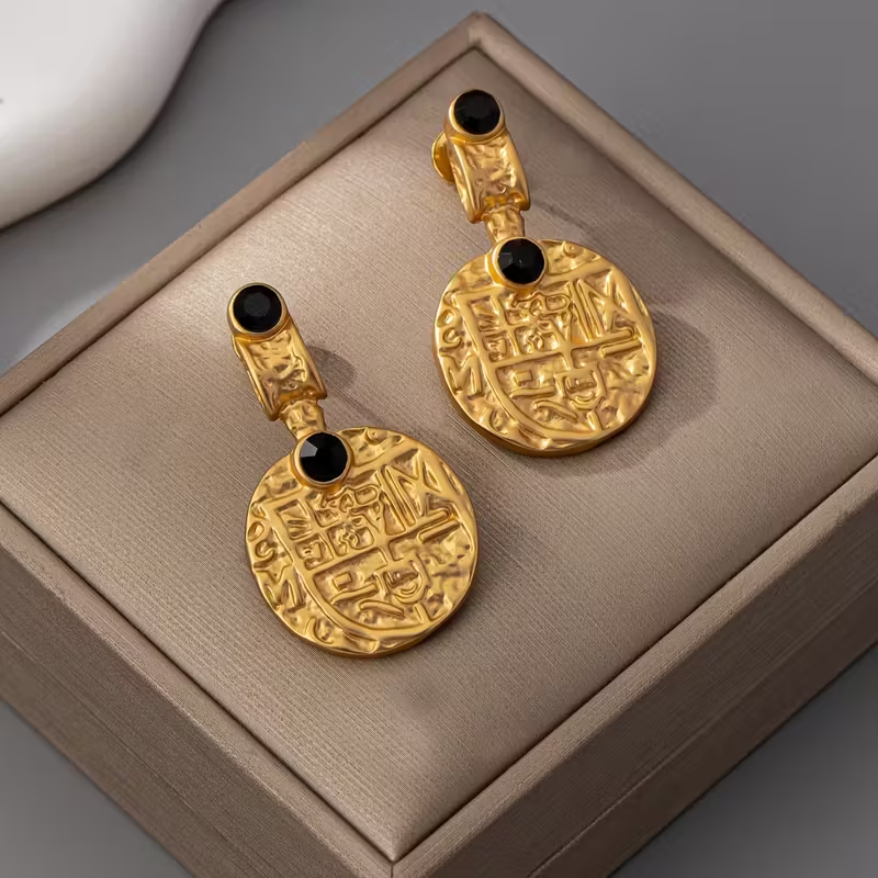 Golden & Black Plated Earrings