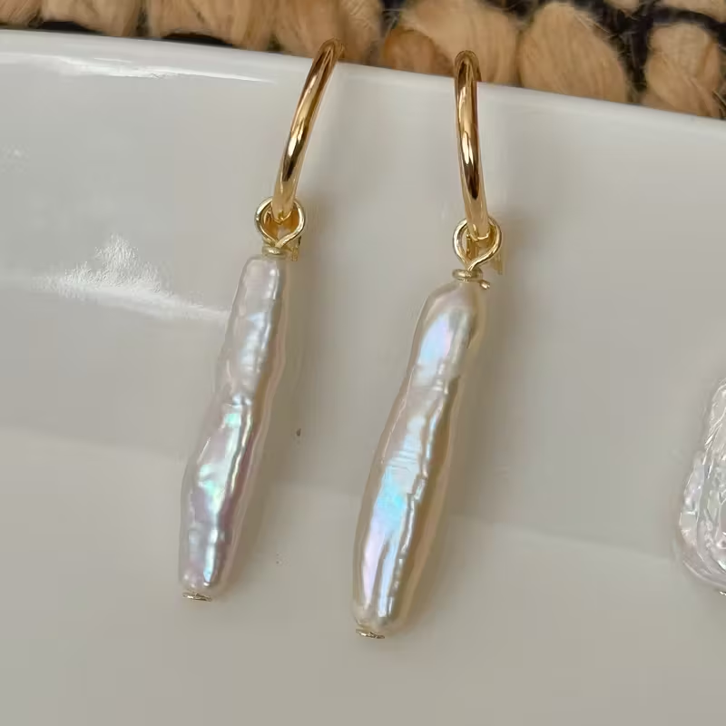 Pearl Dangle Gold Earrings