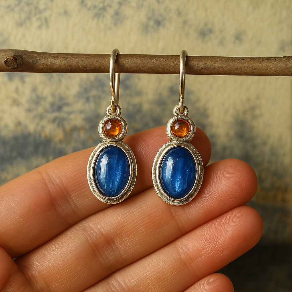 Vintage Blue Crystal Earrings