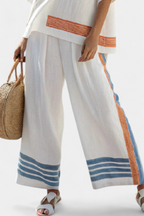 Marcellin | Sophisticated Blue-Orange Striped Top & Pants