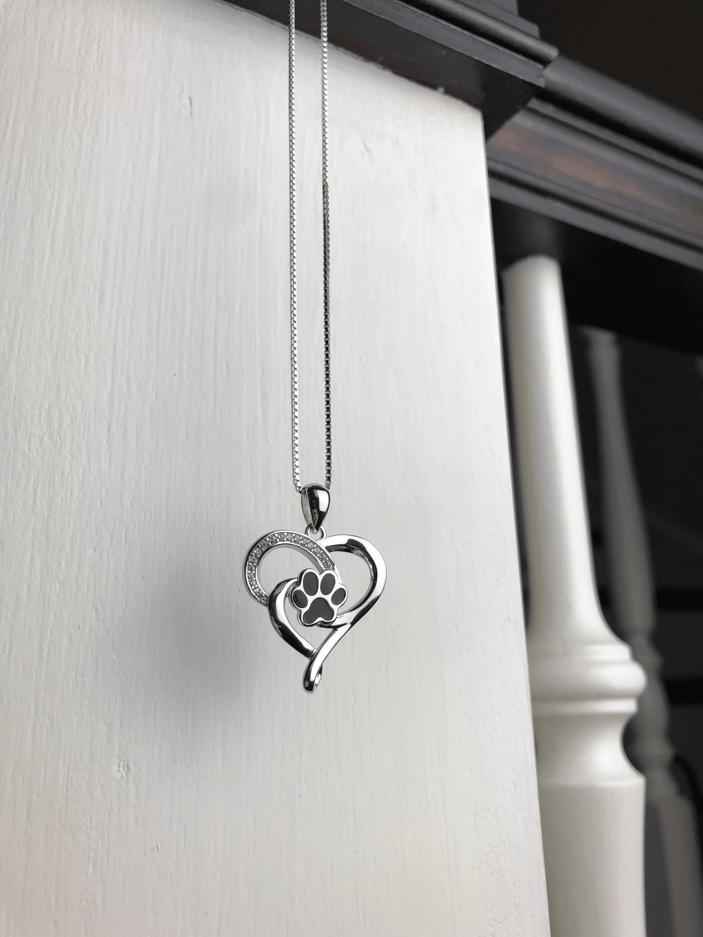 Stainless Steel Infinity Necklace with Heart & Paw