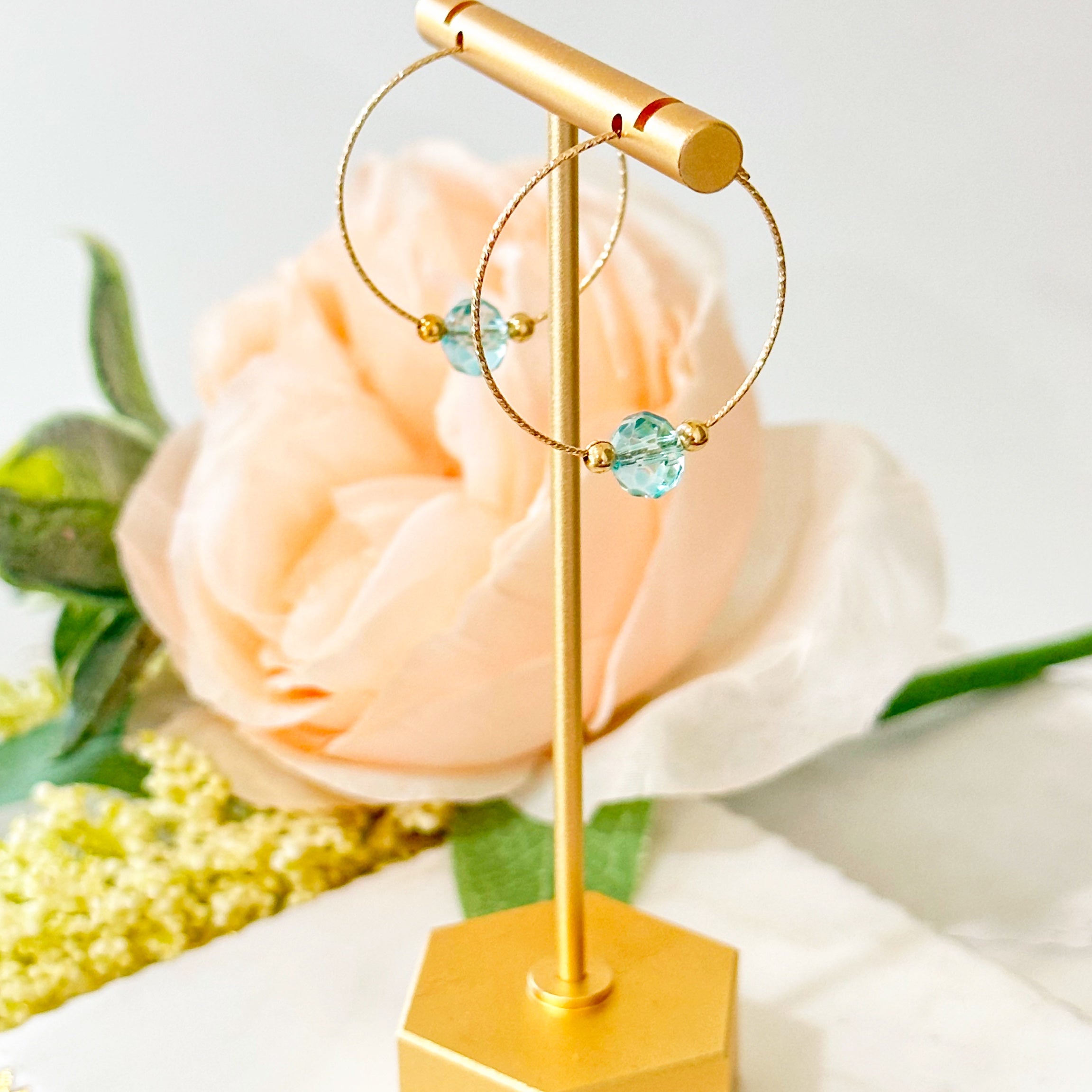 Gia Sparkle Hoops With Bead Packet - Gold or Silver