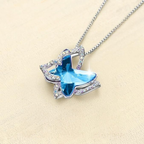 White Gold Sapphire Butterfly Necklace