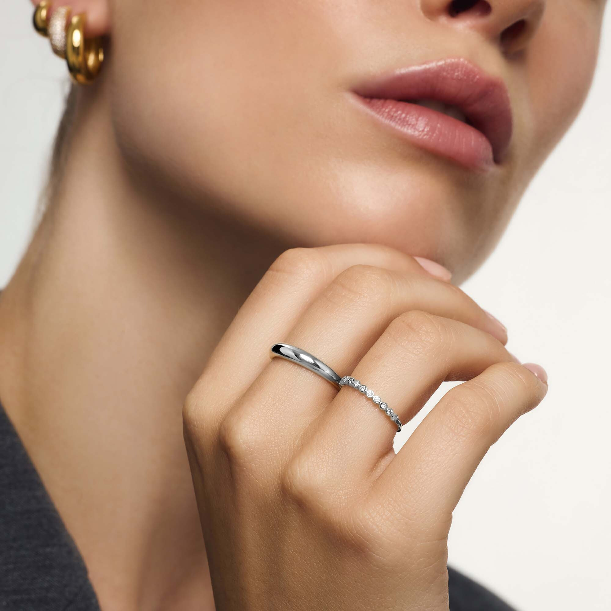 Midi Dome Ring | White Gold
