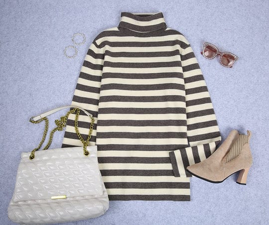 Lucia Comér - Striped turtleneck sweate