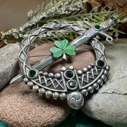 Irish Shamrock Shield Kilt Pin