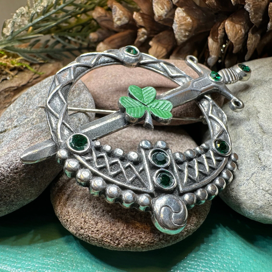 Irish Shamrock Shield Kilt Pin