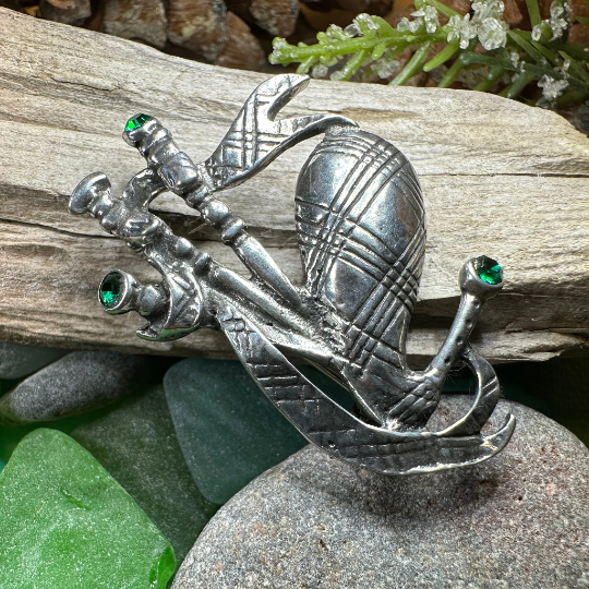 Bagpipes Crystal Brooch