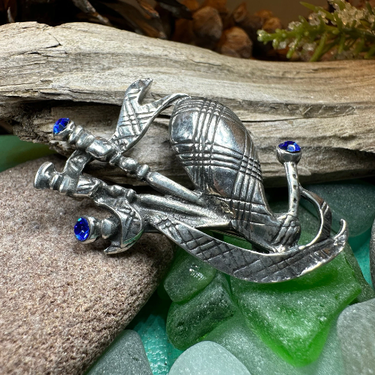 Bagpipes Crystal Brooch