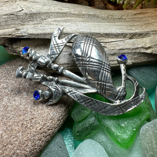 Bagpipes Crystal Brooch