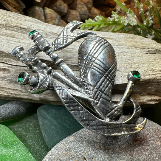 Bagpipes Crystal Brooch