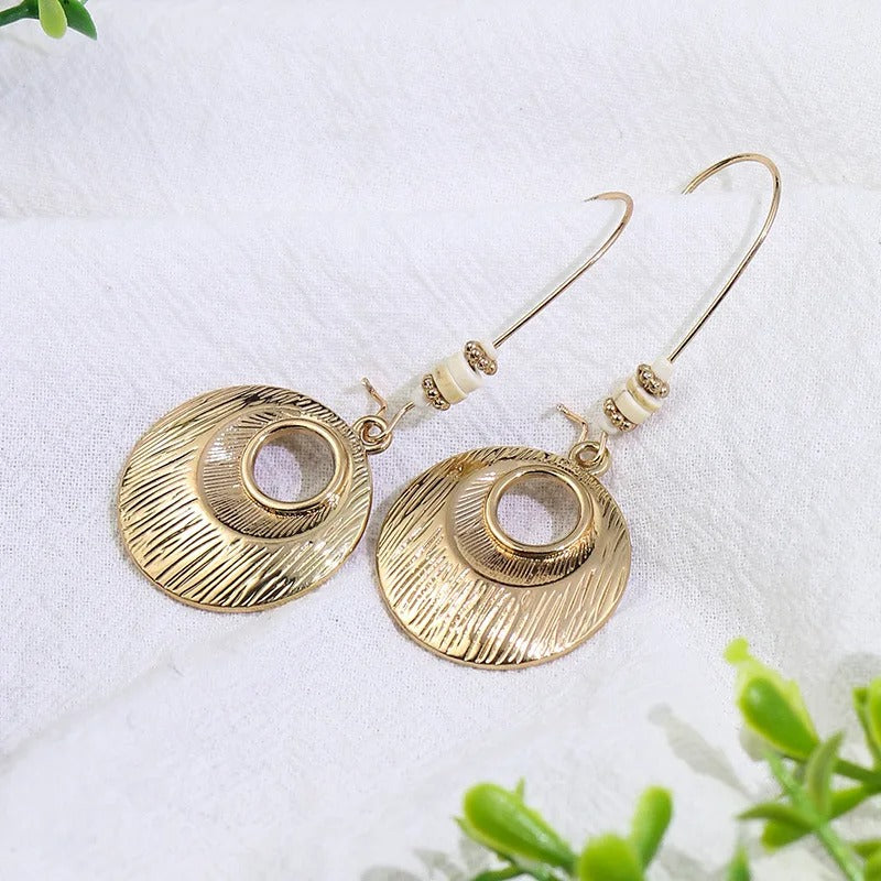 Vintage Gold Oval Hoop Earrings
