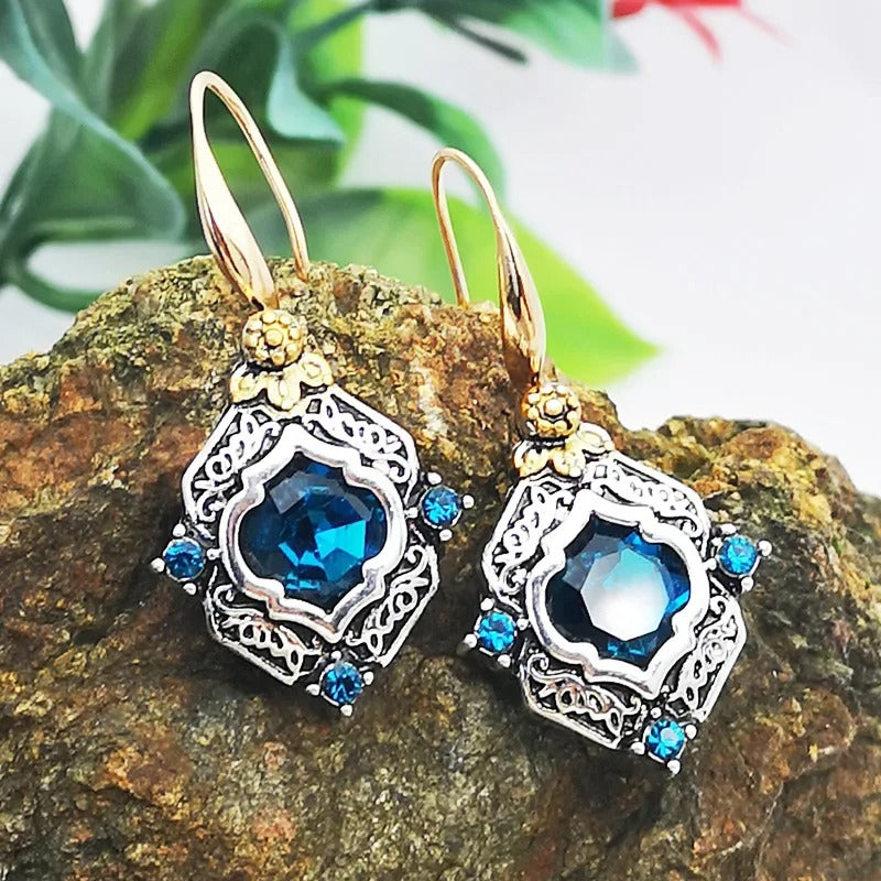 Victorian-Inspired Blue Stone Earrings