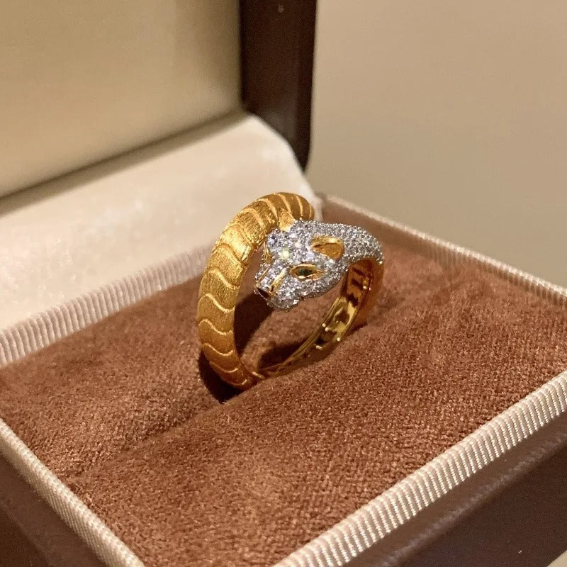 Classic Vintage Gold Snake & Panther Adjustable Ring