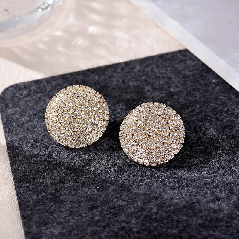 Vintage Round Gold Crystal Earrings