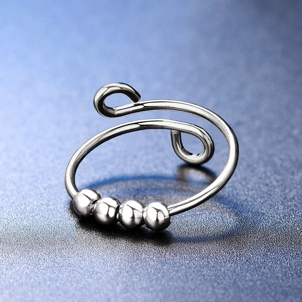 Vintage Silver Minimalist Swirl Adjustable Ring