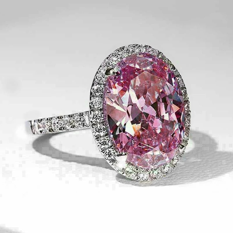 Vintage Silver Pink Diamond Style Ring