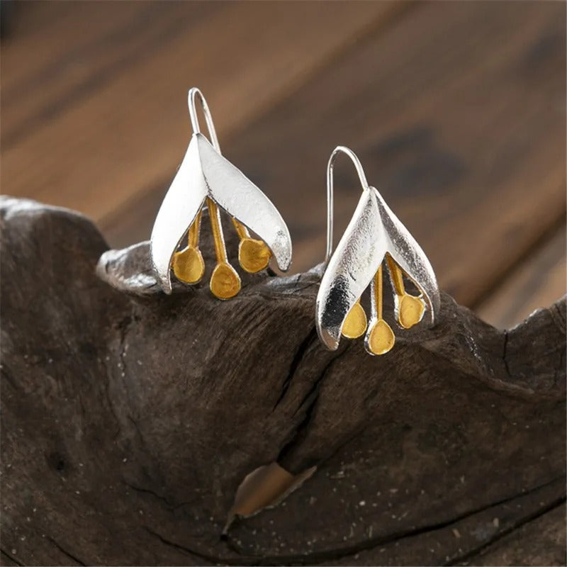 Vintage Silver & Gold Lily Earrings