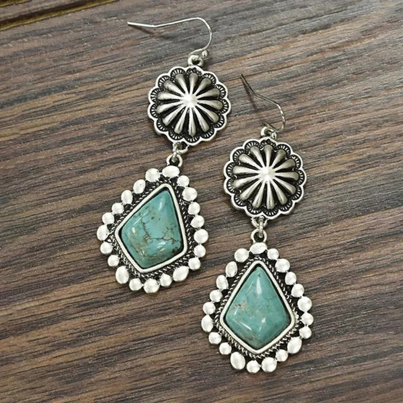 Vintage Silver Turquoise Dangle Earrings