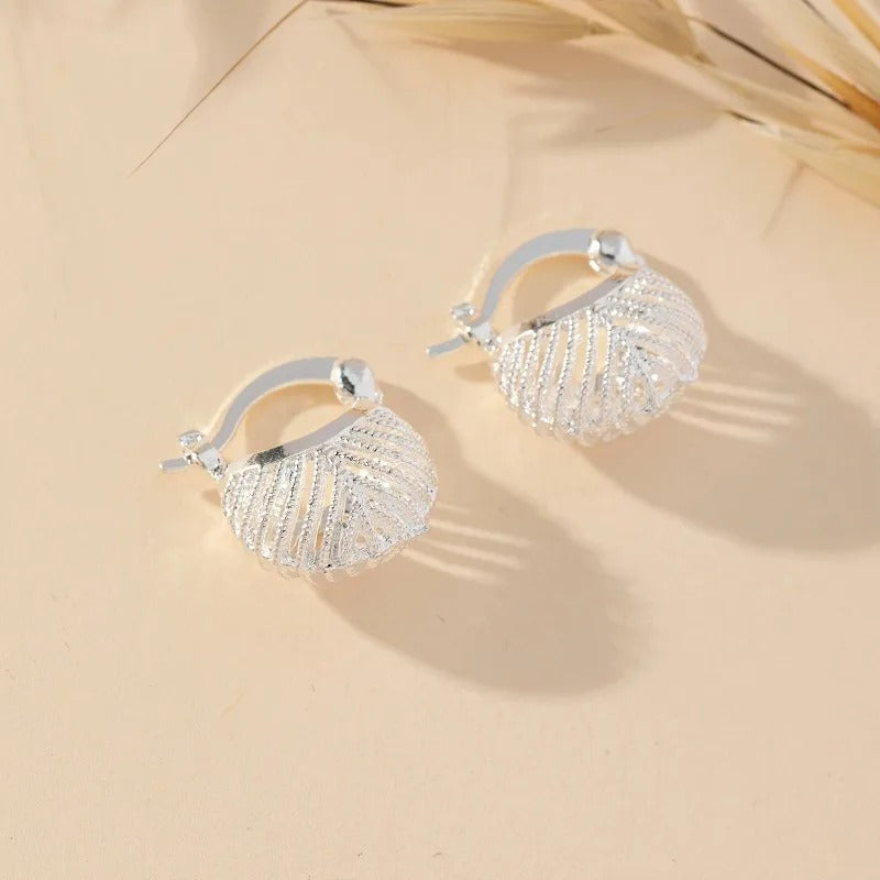 Ornate Silver Chunky Hoop Earrings