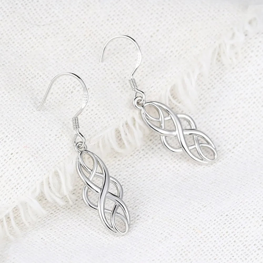 Timeless Silver Interwoven Infinity Pattern Earrings
