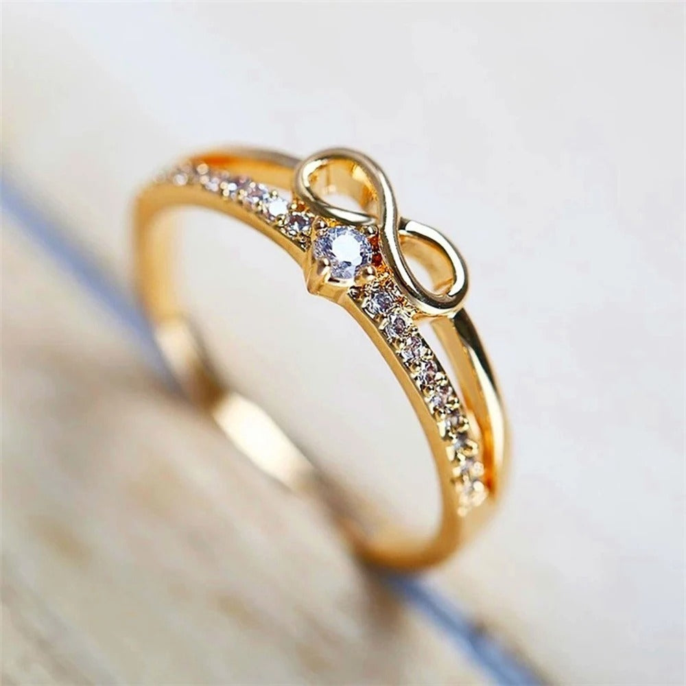 Gold Crystal Infinity Ring