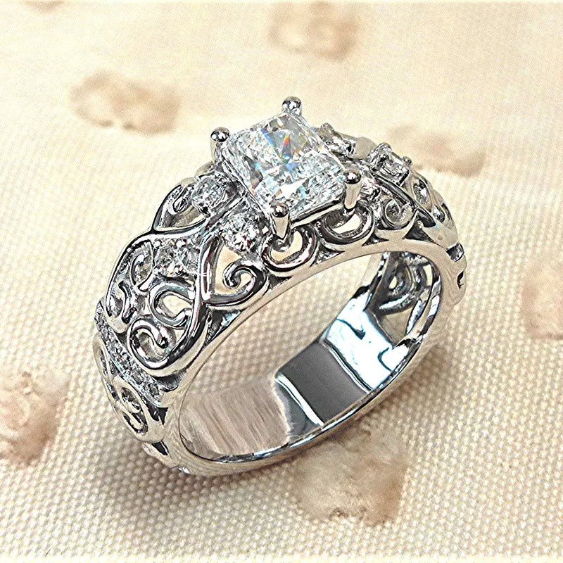 Vintage Silver Marquise Crystal Ring