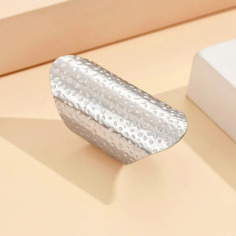 Vintage Silver Hammered Design Adjustable Ring
