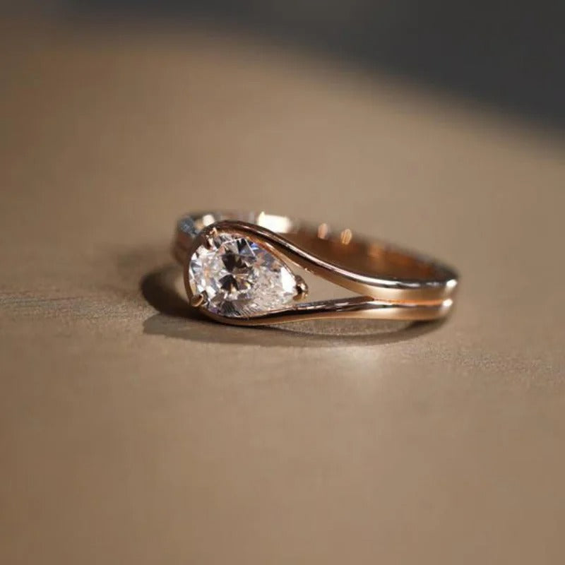 Timeless Rose Gold & Pear-Shaped Solitaire Adjustable Ring