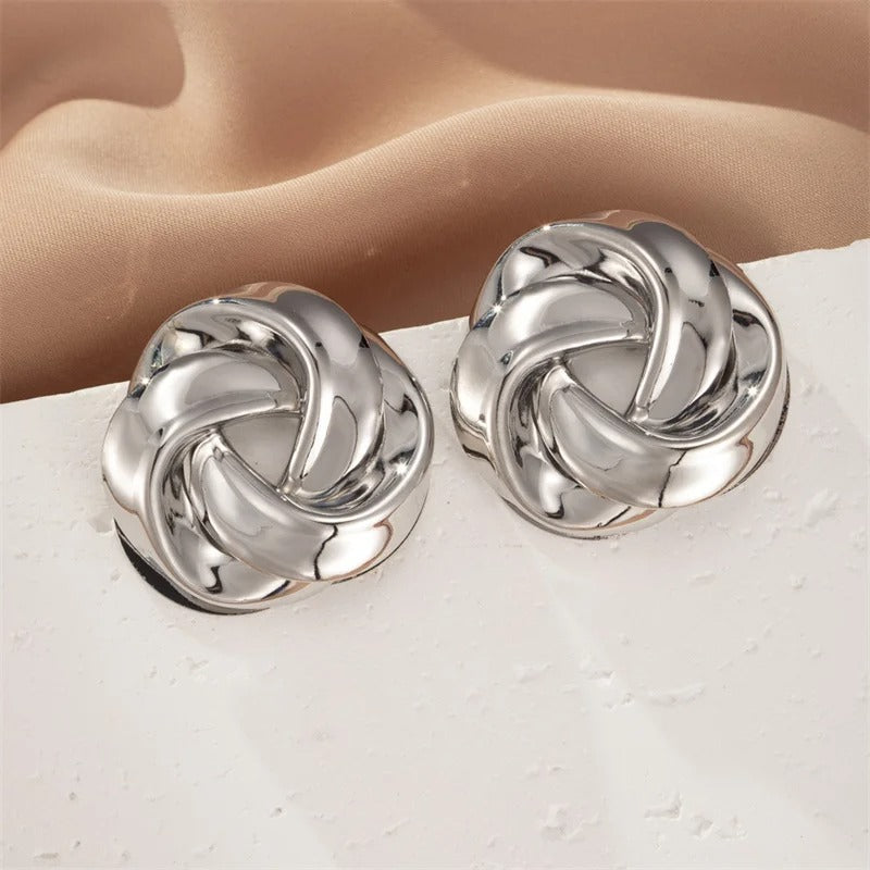 Classic Silver Knot-Shaped Stud Earrings