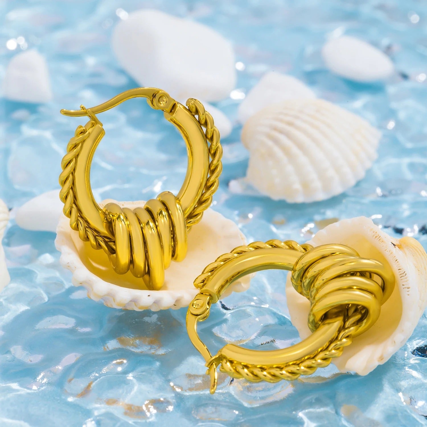 Vintage Gold Multilayer Circle Twist Earrings