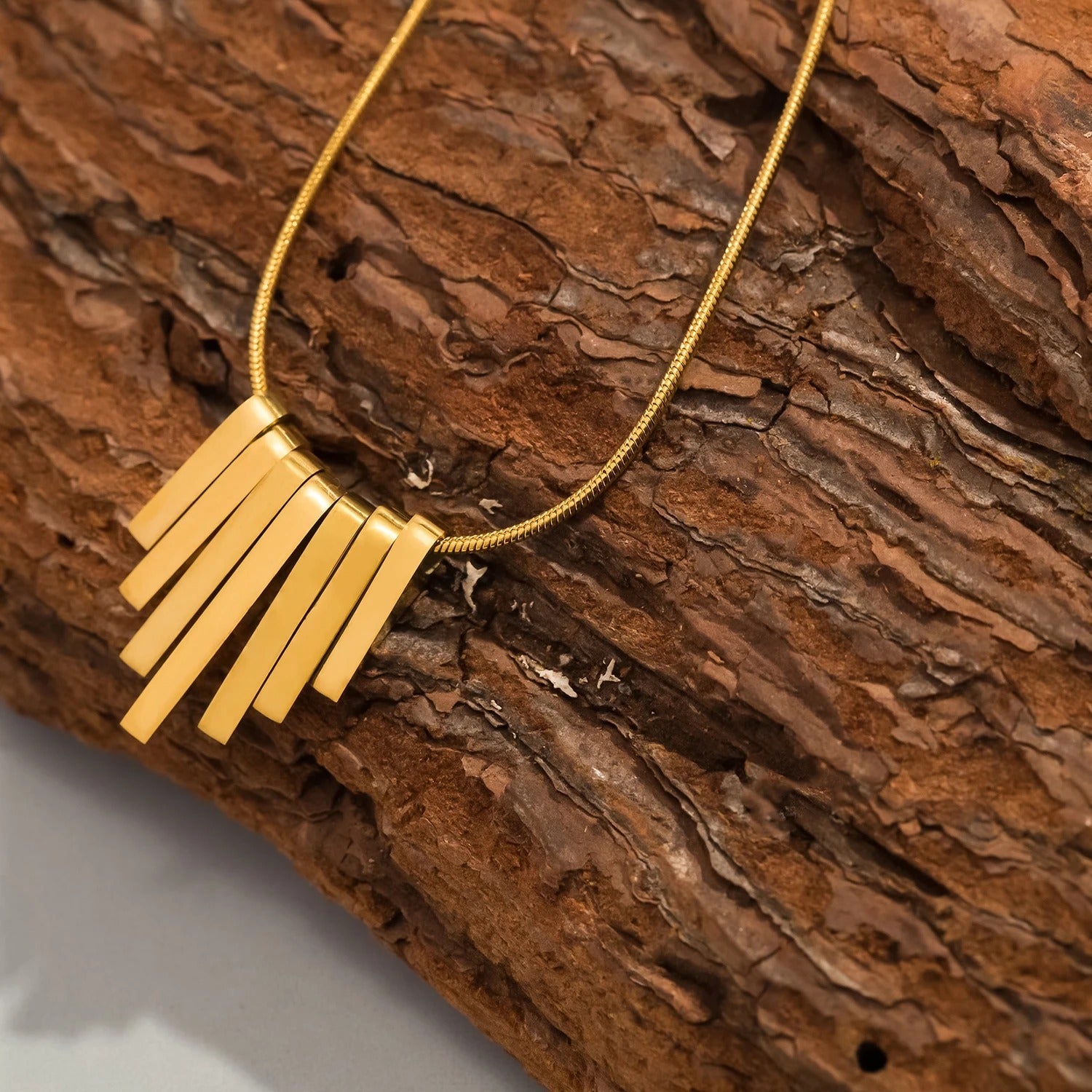 Vintage Gold Bar Fringe Necklace