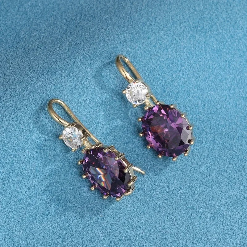 Vintage Victorian Gold Amethyst Earrings