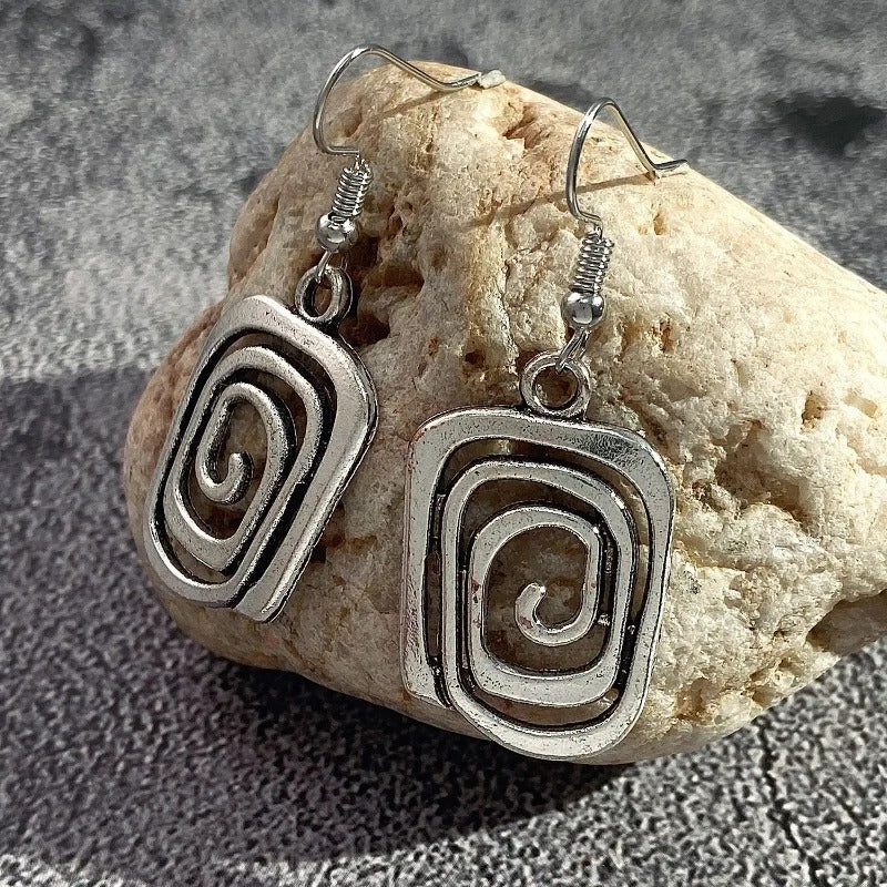 Vintage Silver Spiral Dangle Earrings